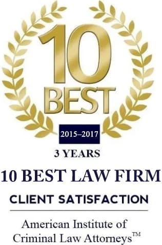 10 Best | 2015-2017 | 3 Years | 10 Best Law Firm Client Satisfaction | American Institute of Criminal Law Attorneys